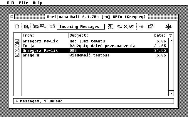 Marijuana Mail 0.1.75 in TOS 2.06 on Atari ST